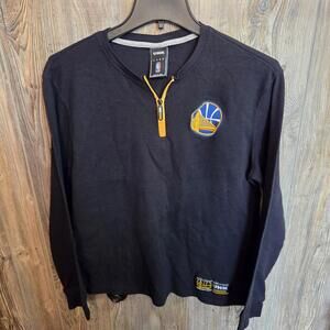 UNK NBA Golden State Warriors Black 1/4 Zip Waffle Knit Long Sleeve Shirt Sz XL